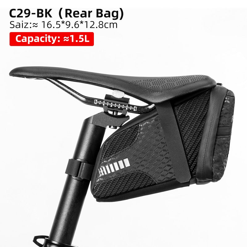 ROCKBROS Rainproof Bicycle Bag Shockproof Bike Saddle Bag For Refletive Rear Large Capatity Seatpost MTB Bike Bag Accessories