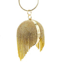 Boutique De FGG Round Ball Women Gold Crystal Evening Bags and Clutches Rhinestone Tassels Wedding Party Bridal Diamond Clutch