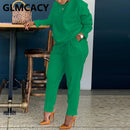 Women Two Piece Solid Tracksuits Long Sleeve O Neck Shirt &amp; Casual Slim Pants Set