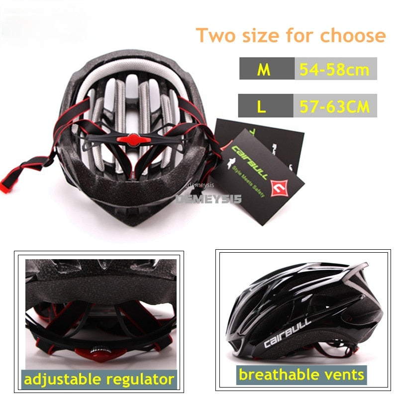 Casco de bicicleta de carretera CAIRBULL, cascos de bicicleta ultraligeros para hombres y mujeres, casco de bicicleta de montaña para montar en bicicleta, casco moldeado integralmente