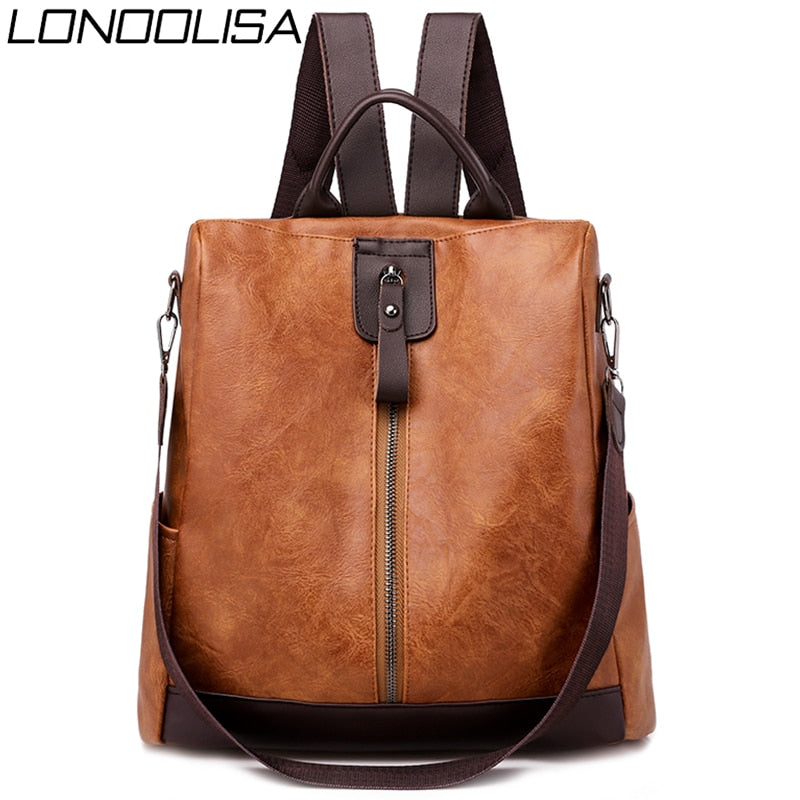 Mochila Retro 3 en 1 para mujer, mochilas escolares de cuero PU para chicas adolescentes, bolsos de hombro antirrobo para mujer, mochila de viaje Simple