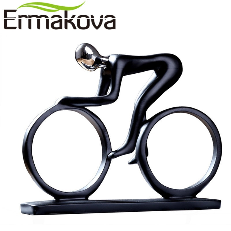 ERMAKOVA Modern Abstract Resin Bicycler Cyclist Statue Bicycle Rider Statue Bike Racer Rider Figurine Office Living Room Decor