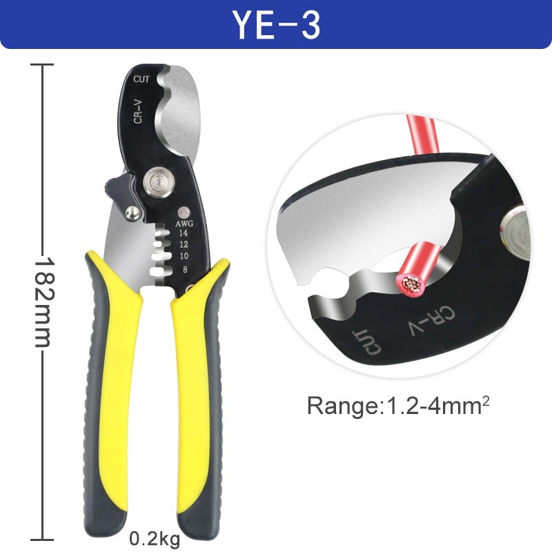 Abisolierzange 0,25-6mm²/10-24AWG YE-1 Kabelschneider praktisch elektrisch automatisch Multifunktions-Reparatur-Crimpwerkzeuge