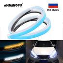 ANMINGPU 1pair Sequential DRL LED Strip Turn Signal Light Yellow Bright Flexible Drl Led Daytime Running Light for Car Headlight