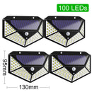 Luces solares al aire libre 100 Led brillante Sensor de movimiento luz gran angular inalámbrica impermeable IP65 luces de pared para jardín Wall Street