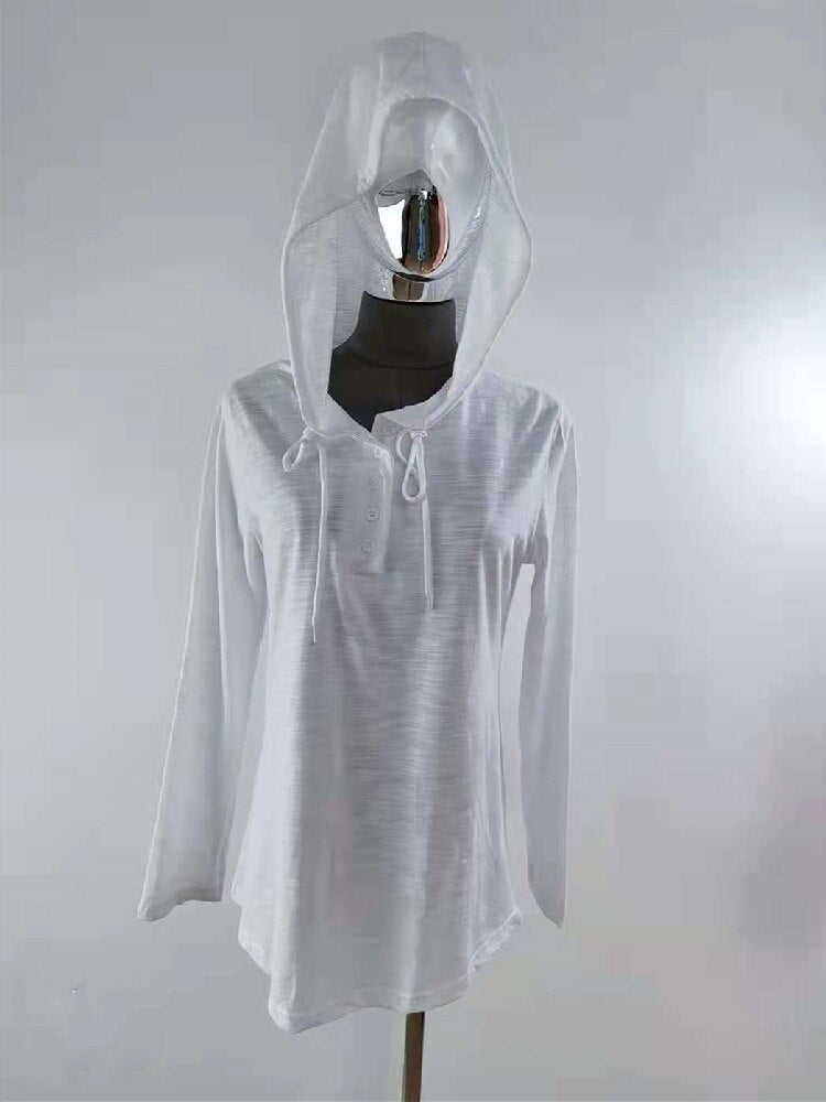 S-2XL Bamboo Cotton Oversize Hoodie White T Shirt Women Hooded Long Sleeve T Shirts white Casual Female Tee Tops Maxi Summer