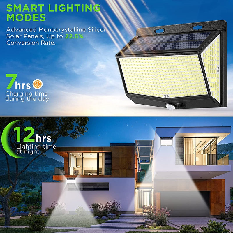 468/114 LED Lámpara solar al aire libre PIR Sensor de movimiento Luz solar impermeable Luz de pared alimentada Decoración de jardín Luz de calle de emergencia