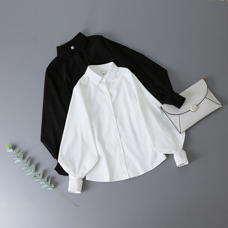 Deeptown Lantern Sleeves Vintage Camisas Mujer Elegante Blusa blanca para mujer con mangas exuberantes 2022 Moda Button Up Shirt Black