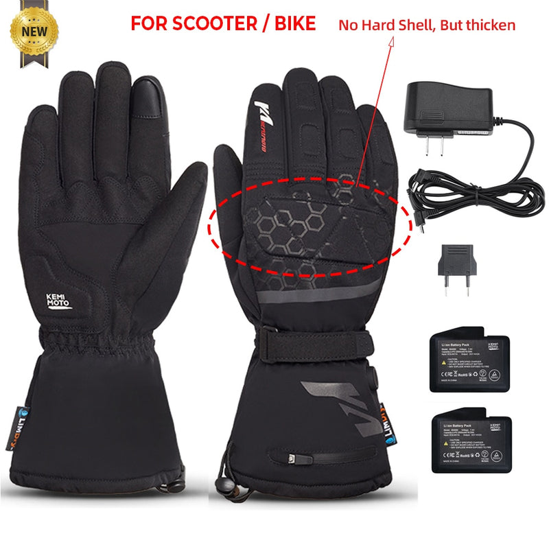 KEMIMOTO Electric Heated Gloves Touch Screen Skiing Motorcycle Gloves Waterproof Rechargeable Heating Thermal  Mittens