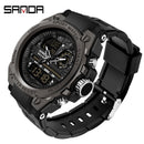 SANDA Brand Men's Watch Military Outdoor Sports Waterproof Watches Dual Display Quartz LED Digital Clock Relogio Masculino