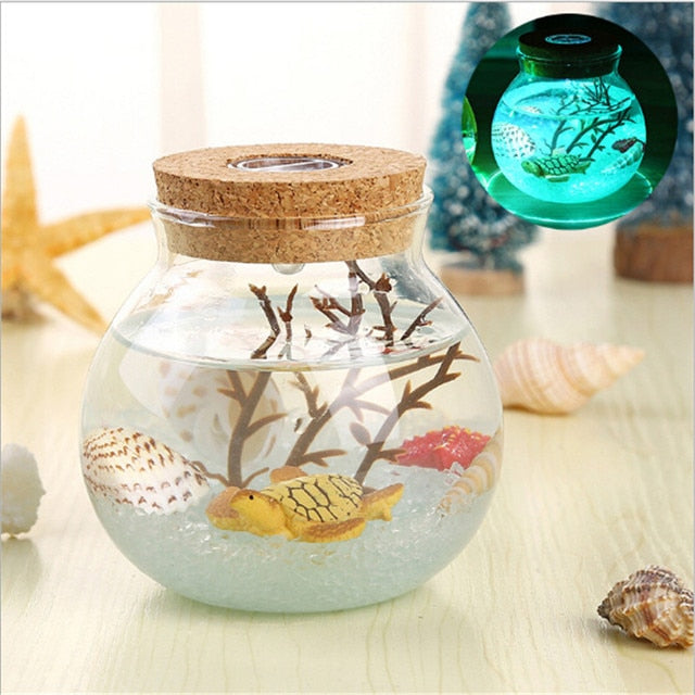 Novelty RGB LED Night Lamp Romantic Sea Fish Stone Ocean Bottle Night Lights For Children Baby Christmas Gift Bedroom Decoration