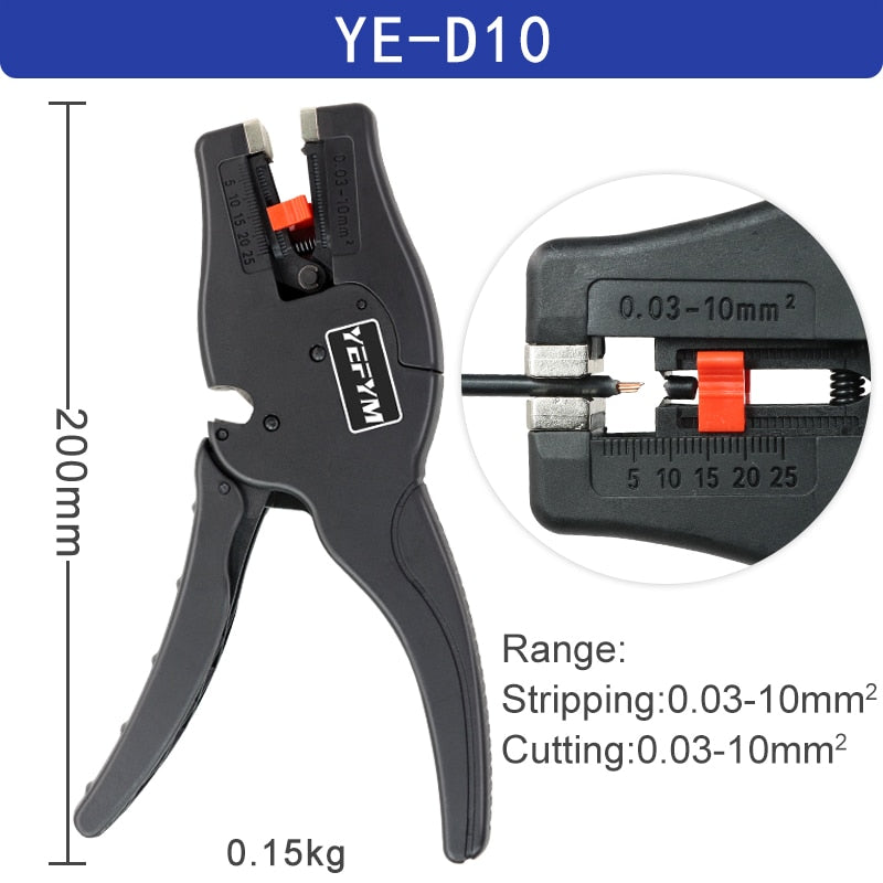 Alicates pelacables 0,25-6mm²/10-24AWG YE-1 cortador de cables práctico eléctrico automático herramientas de prensado de reparación multifuncional