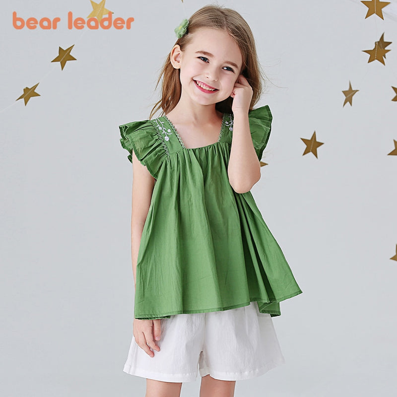 Bear Leader Summer Baby Girls Clothes Suit Toddler Girl Clothes Baby Girl Outfit Embroidered T-shirt Tops Shorts Pants 2Pcs Set