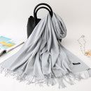 2022 Winter Scarf Solid Thick Women Cashmere Scarves Neck Head Warm Hijabs Pashmina Lady Shawls And Wraps Bandana Tassel