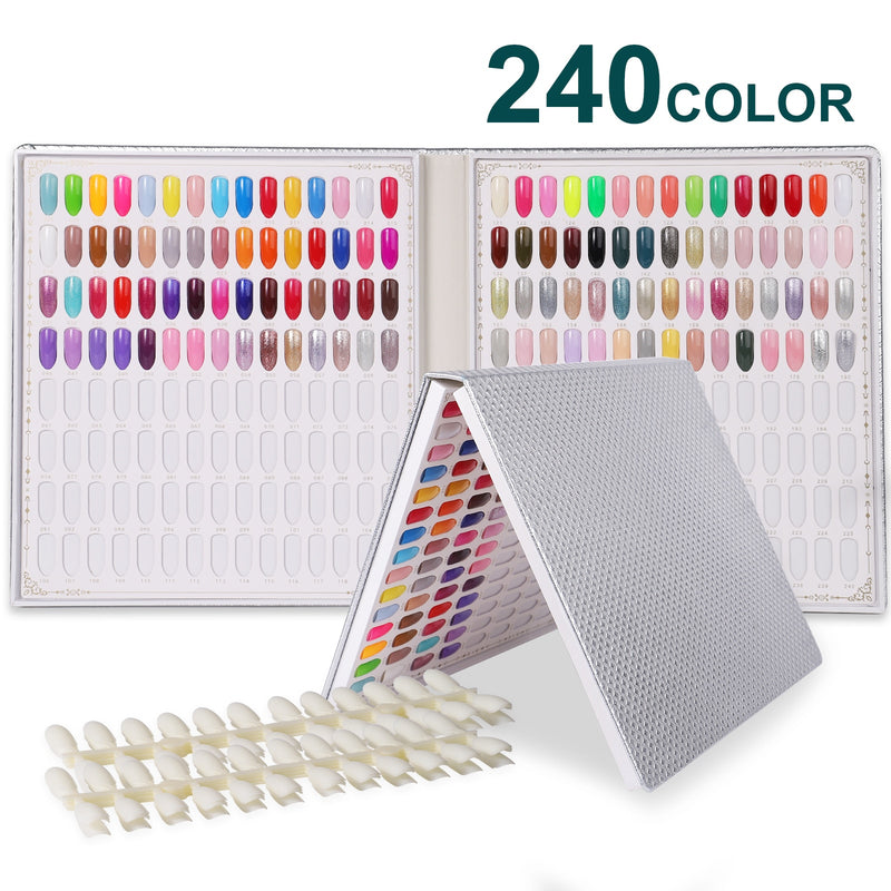 80 120 240 308 Colors PU Paper Nails Tips Card Nail Display Stand Case Model Nail Gel Polish Storage Box Nail Book Display