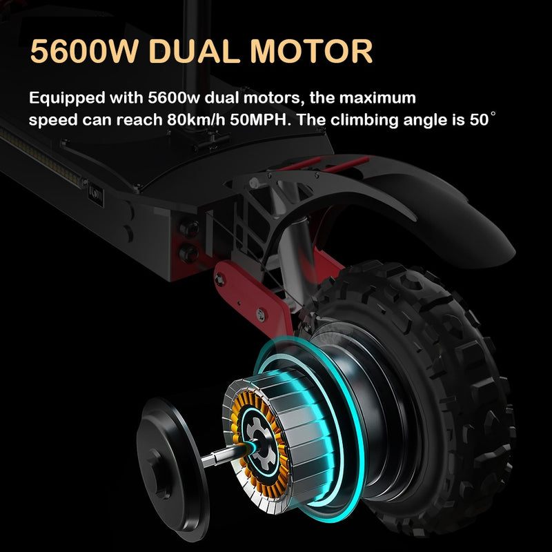 80 km / h Elektroroller 60 V 5600 W Doppelmotor-Elektroroller Erwachsene Faltbarer E-Roller 100 km Langstreckenlager in Europa