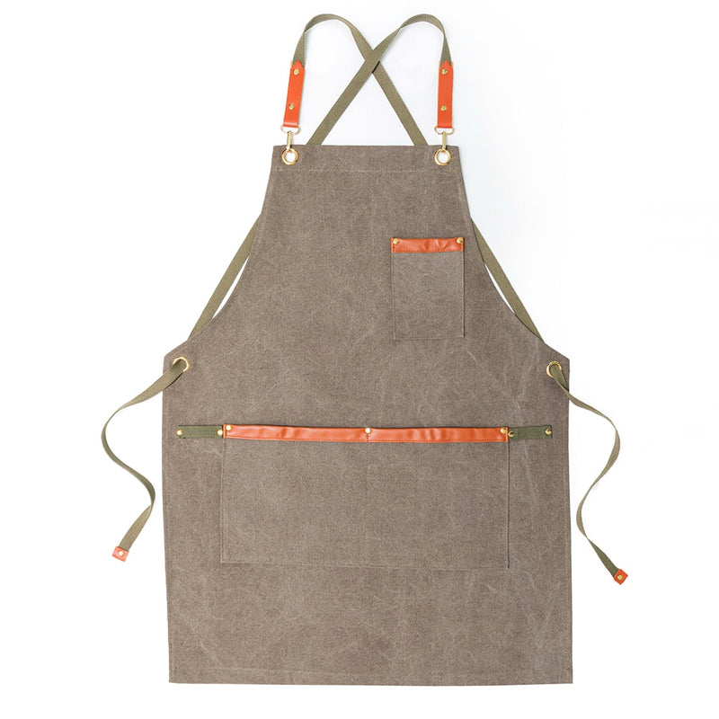 New Durable Goods Heavy Duty Unisex Canvas Work Apron with Tool Pockets Cross-Back Straps Adjustable For Woodworking Painting