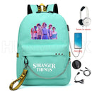 New Stranger Things backpack HELLFIRE Multifunction USB Charging Travel Canvas Student Backpack For Teens Boys Girls School Bag
