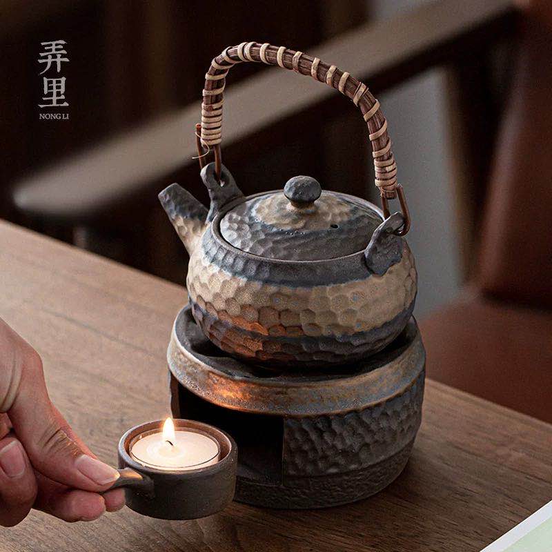 Coarse Pottery Warm Tea Stove Japanese-Style Handmade Vintage Tea Warmer Tea Pot Ceramic Kung Fu Tea Set Warm Tea Set