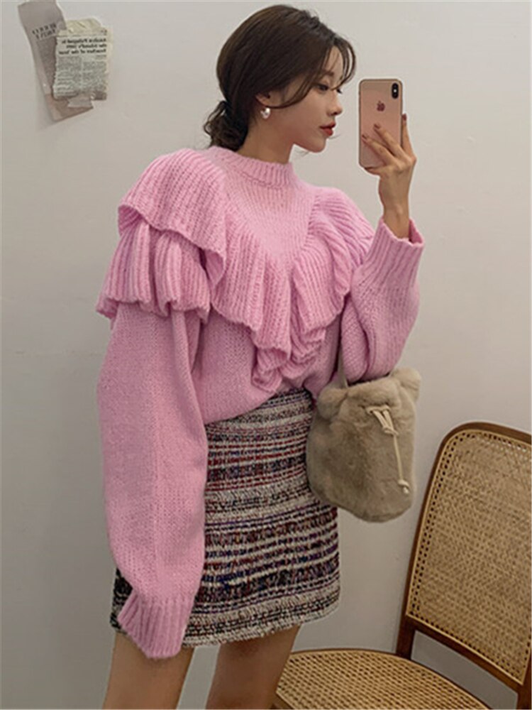 Alien Kitty 2022 New Spring Korean Style Loose Sweater Women Solid Knitted Pullovers Winter Warm Sweaters Femme