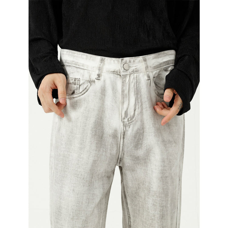 High Quality Autumn New Korean Jeans Loose Straight Design Sense Ins Casual White Denim Trousers Men