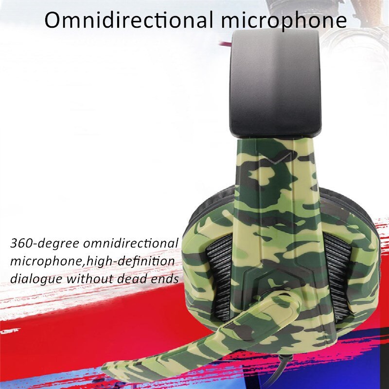 Shoumi Camouflage Gaming Headset Professional Gamer Stereo New Head-mounted Headphone Computer Earphones for PS4 PS3 Xbox Switch