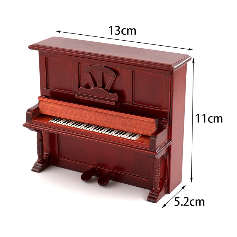 1/12 Dollhouse Miniature Accessories Mini Wooden Classical Piano Simulation Musical Instruments Model Toys for Doll House Decor