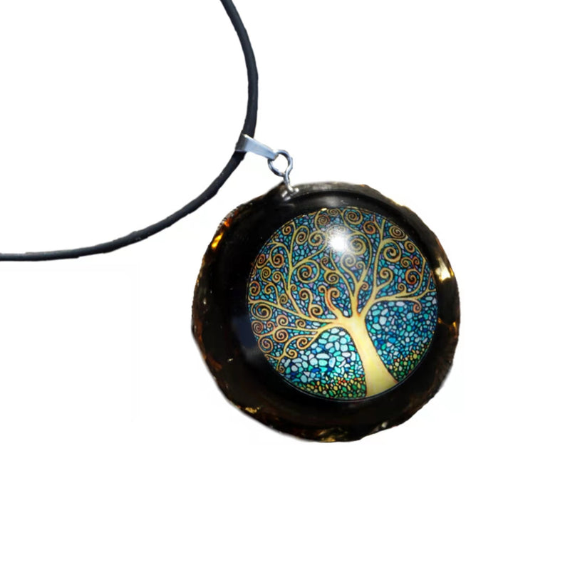 Handmade Orgone Pendant ~Black Tourmaline Crystal Quartz Tree Of Life EMF Protection Chakra Healing Orgonite Jewelry Necklace