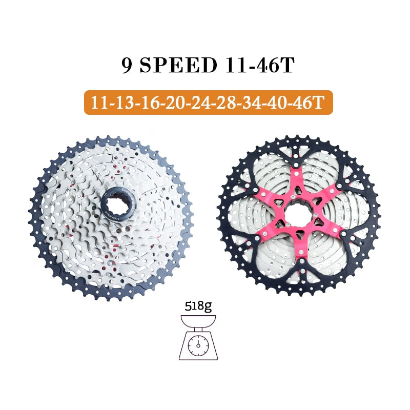 Sunshine Mountain Bike 8 9 10 11 12 Speed Velocidade Bicycle Cassette MTB Freewheel Sprocket 36T 40T 42T 46T 50T 52T for SHIMANO