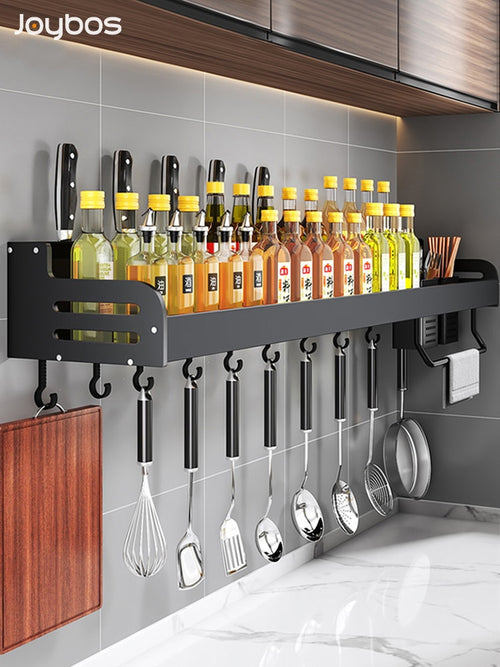 Joybos Küchen-Organizer Spices Aluminium-Multifunktions-Küchenregal-Lagerregal Wandmontierter Küchen-Organizer für Gewürze