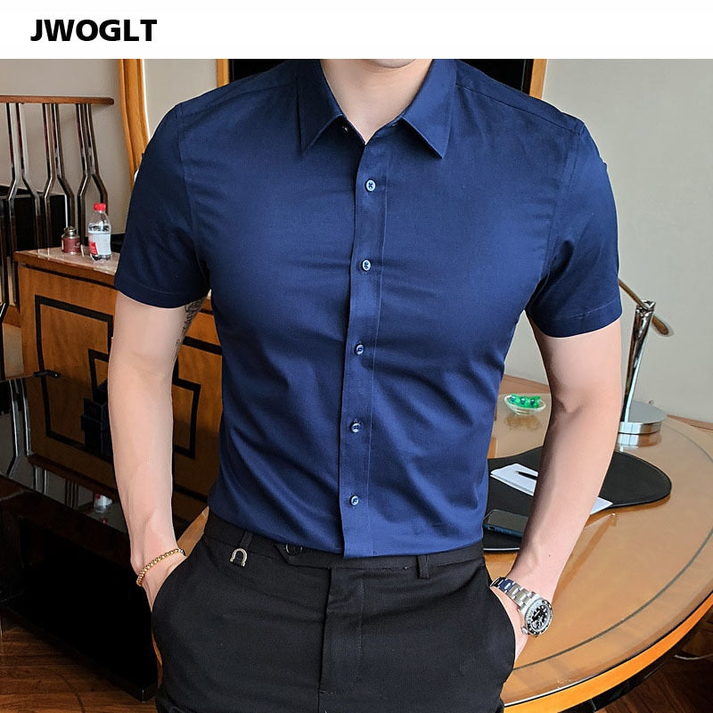 40kg-125kg Sommer Neue Hemden Lässige Mode Baumwolle Kurzarm Slim Fit Männer Soziale Bluse Button Down Weißes Hemd 6XL 8XL