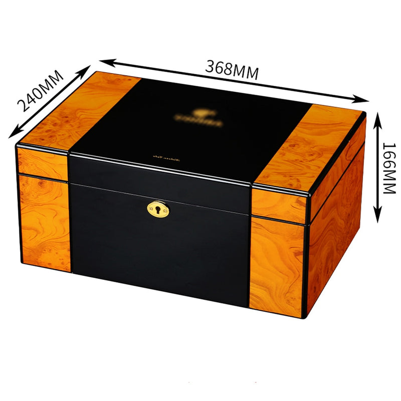 Large Capacity Humidor Cigar Box Cedar Wood Cigar Case Glossy Piano Finish Cigar Humidor Box W/ Humidifier Hygrometer