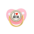 9 Colors Pacifier Baby Shower Gift Bling Baby Dummy Silicone BPA Free Infant Nipple Newborn Pacifiers For Babies I Love Mum Dad