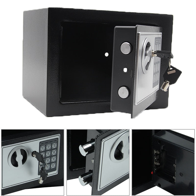 Digital Safe Box Small Household Mini Steel Safes Money Bank Safety Security Box Keep Cash Jewelry Or Document Securely With Key