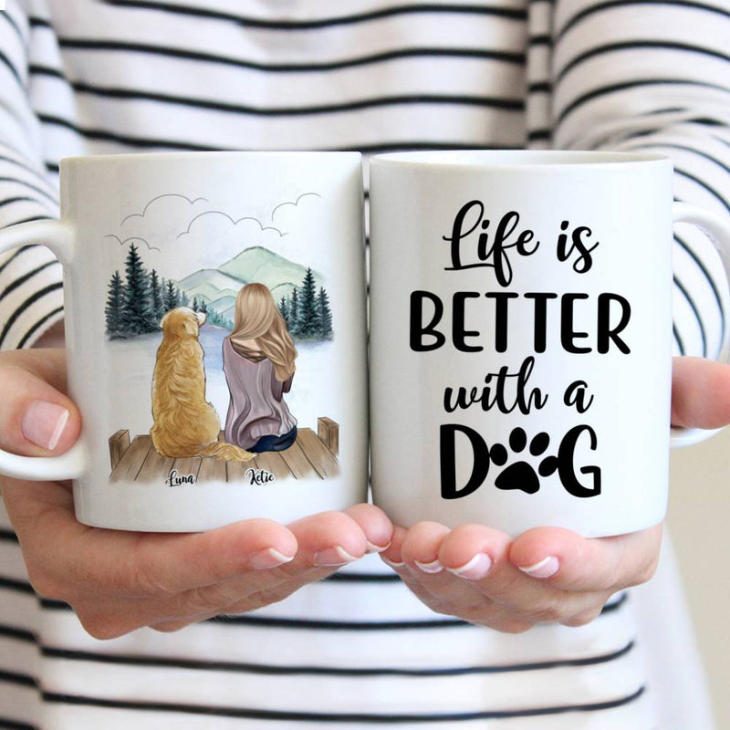 Couple and Dogs Man Women Personalized Mug Custom Made Stoneware Coffee Mugs Cups Gift for Family DIY 11/15Oz R2060