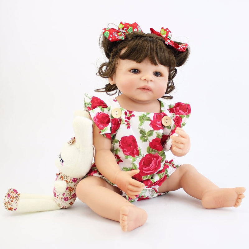 55cm cuerpo completo de silicona Reborn Baby Doll juguete para niña vinilo recién nacido princesa bebés Bebe bañarse juguete de acompañamiento regalo de cumpleaños