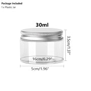 20 Stück 30/50/60/80/100/120/150 ml Leere Kunststoff-Kosmetikgläser, Make-up-Behälter, Klarglas, Gesichtscreme, Probenbehälter