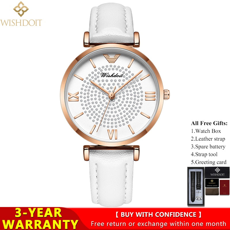 WISHDOIT 2022 New Casual Fashion Ladies Watch Stainless Steel Strap Quartz Watch Diamond Ladies Hand Watch Relógio feminino