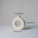 Nordic Circular Hollow Ceramic Vase Pampas Grass Donuts Flower Pot Home Decoration Accessories Office Living Room Interior Decor