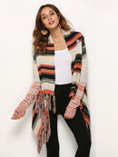 Fitshinling Irregular Fringe VintageSweaters Cardigans For Women Winter Fashion Jacket Female Long Cardigan Boho Knitwear Coats