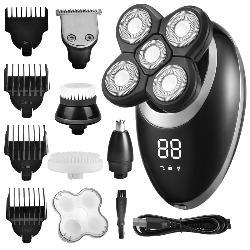 Electric Shaver For Men Beard Hair Trimmer Electric Razor 5D Floating Five Blade Heads Electric Nose Hair Trimmer LCD Display