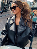 Ailegogo New Arrival Winter Autumn 2022 Women's Leather Wallet Campera Chaqueta Cuero Mujer Modis Coat Women Veste Cuir De Couro