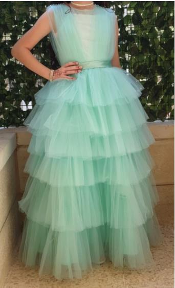 New Coming Tiered Tulle Princess Dress Ankle -Length Sleeveless Custom Made Kids Prom Dress Ruffles Long Pageant Gowns Vestidos