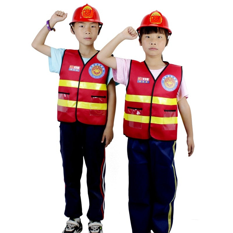 Kids Firefighter Cosplay Little Fireman Firemen Costume  for Boy Child Halloween Carnival Party Costumes for Boys