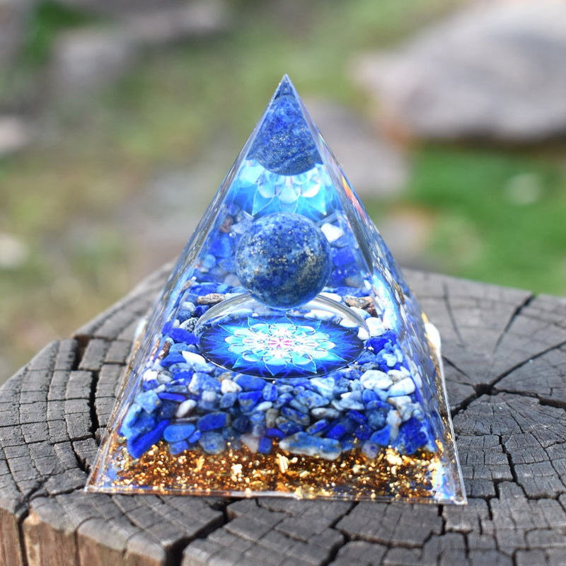 6cm Orgone Pyramid Obsidian and Lapis Lazuli Healing Crystal Energy Orgonite Pyramide Emf Protection Meditation Wholesale