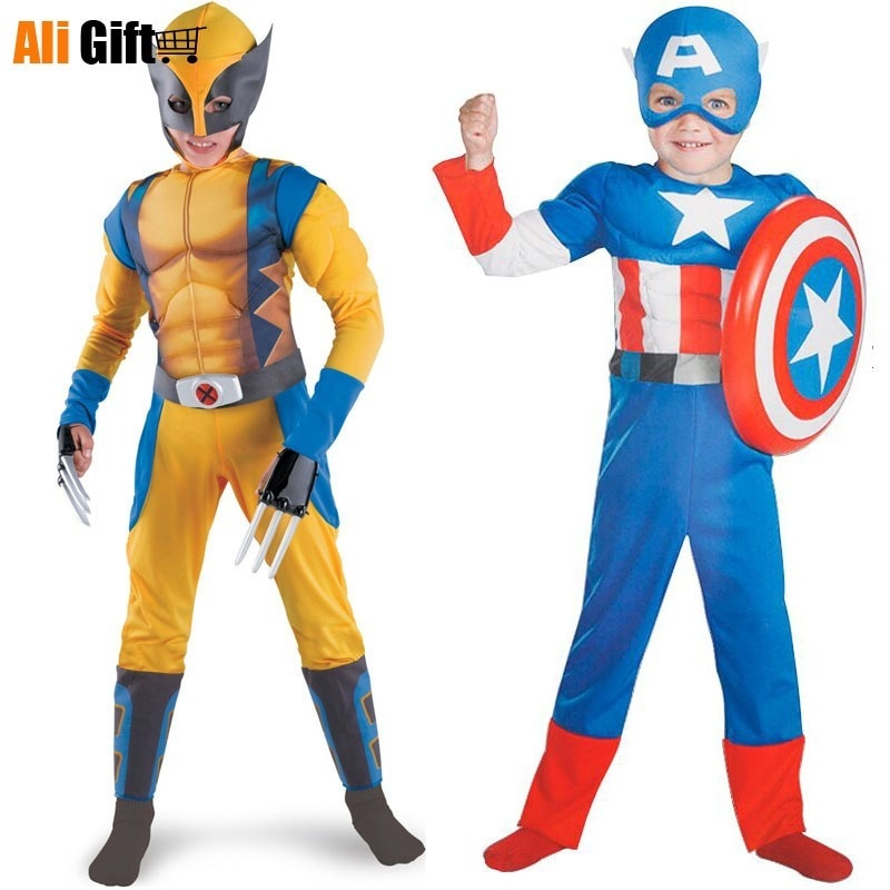 Halloween Performance Props Children Kids Holloween Costume for Cosplay Muscle  Golden Wolf with Claws Suit Clothes Child Gift