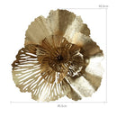 Modern Wrought Iron 3D Gold Flower Wall Mural Decoration Home Livingroom Wall Hanging Crafts Hotel Porch Wall Sticker Ornaments
