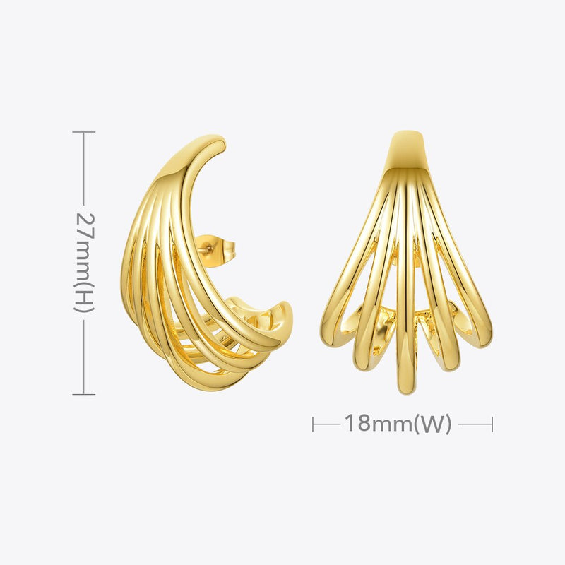 ENFASHION, pendientes de tuerca con líneas geométricas para mujer, pendientes de caracola de Metal de Color dorado, joyería de moda, regalos 2020, Kolczyki E201182