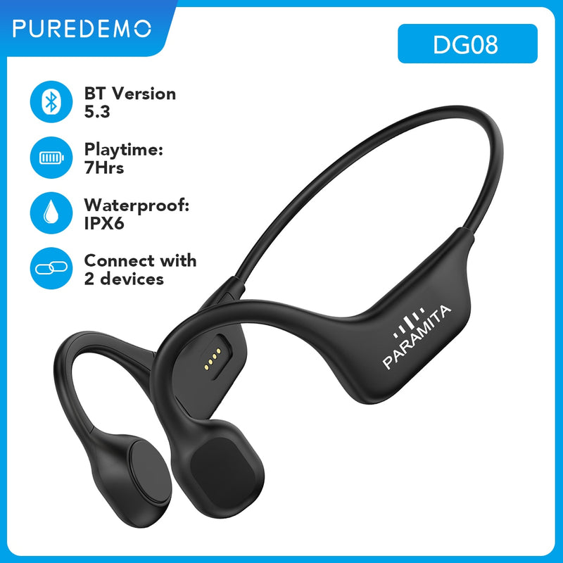 Real Bone Conduction Headphones Bluetooth 5.3 Wireless Earphones Waterproof Sports Headset with Mic for Workouts Running Driving