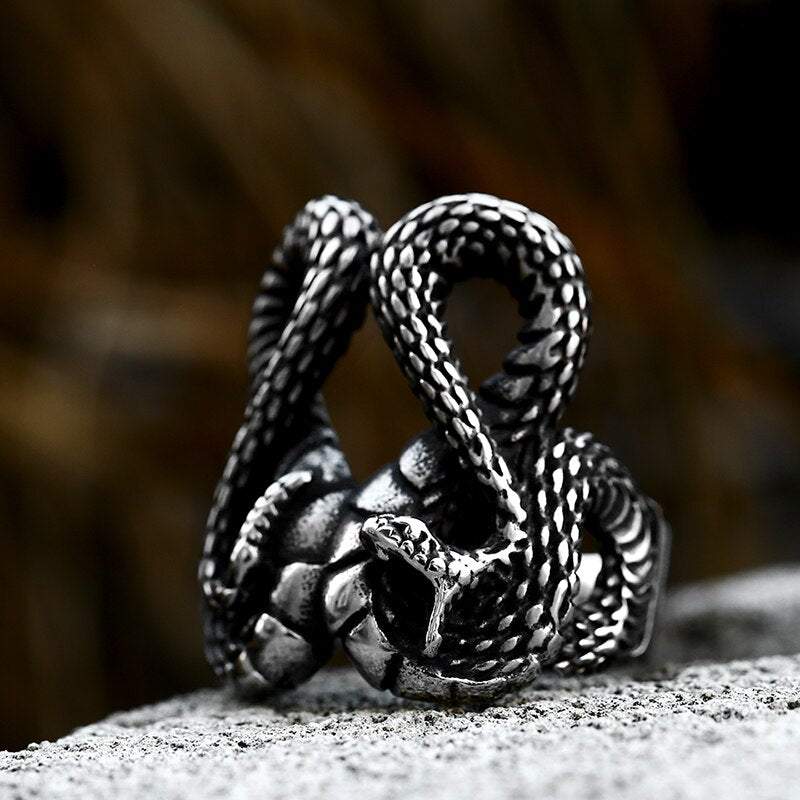 BEIER New arrive Snake Ring Factory Price Stainless Titanium Steel Punk Heavy Metal Animal Fashion Jewelry for man Gift BR8-842